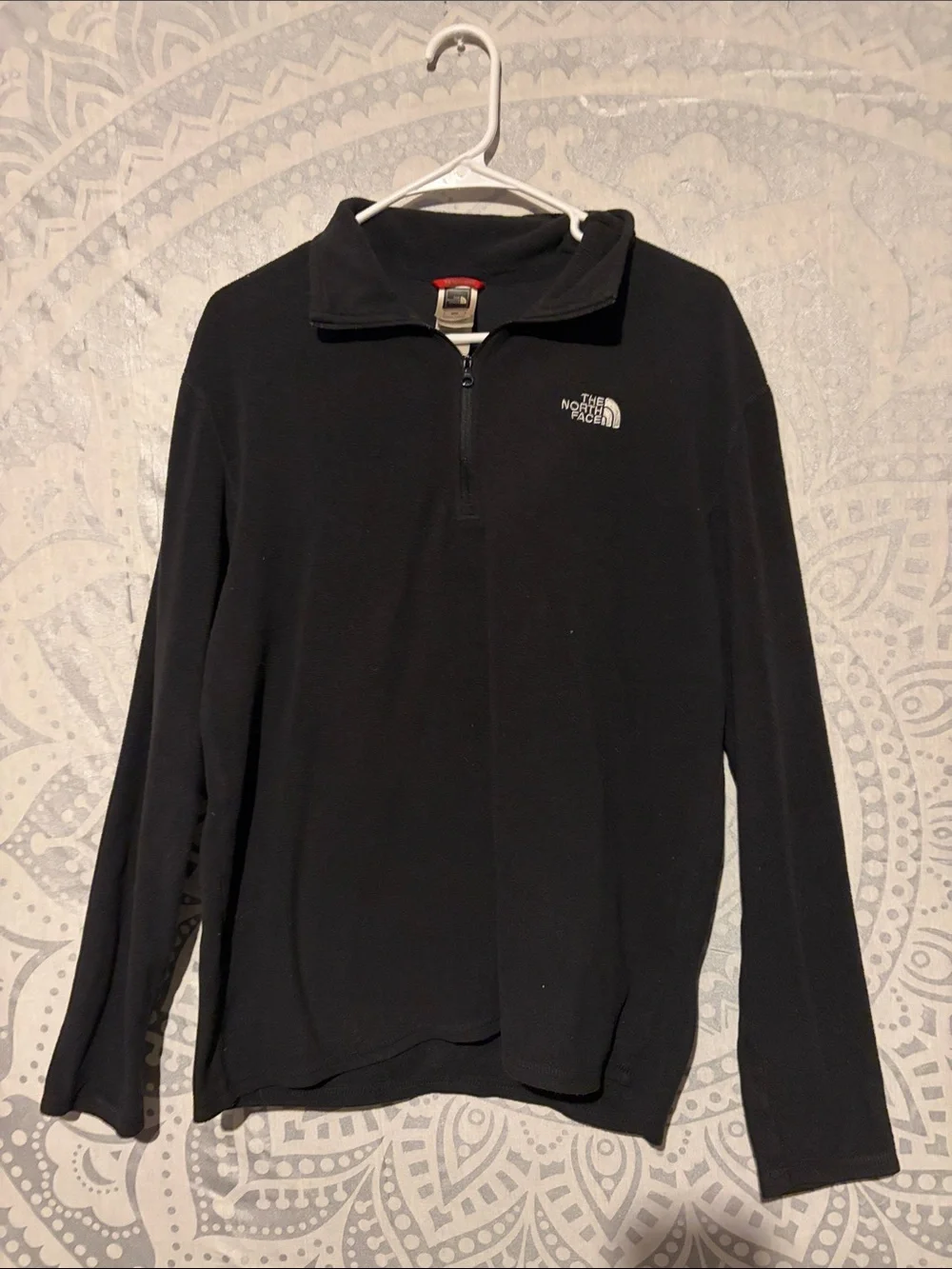 The North Face Mens Medium Black Fleece 1/4 Zip Pullover Sweater Jacket